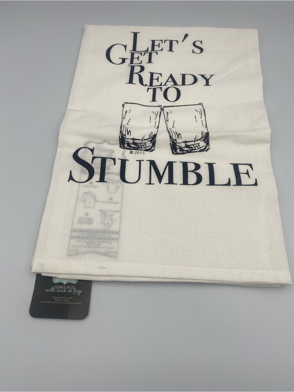 Twisted White 'Let's Get Ready To Stumble' Tea Towel